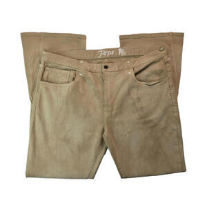 PRPS Khaki Beige Erector Tie Dye Japanese Denim Flare Jeans Mens Size 42x34
